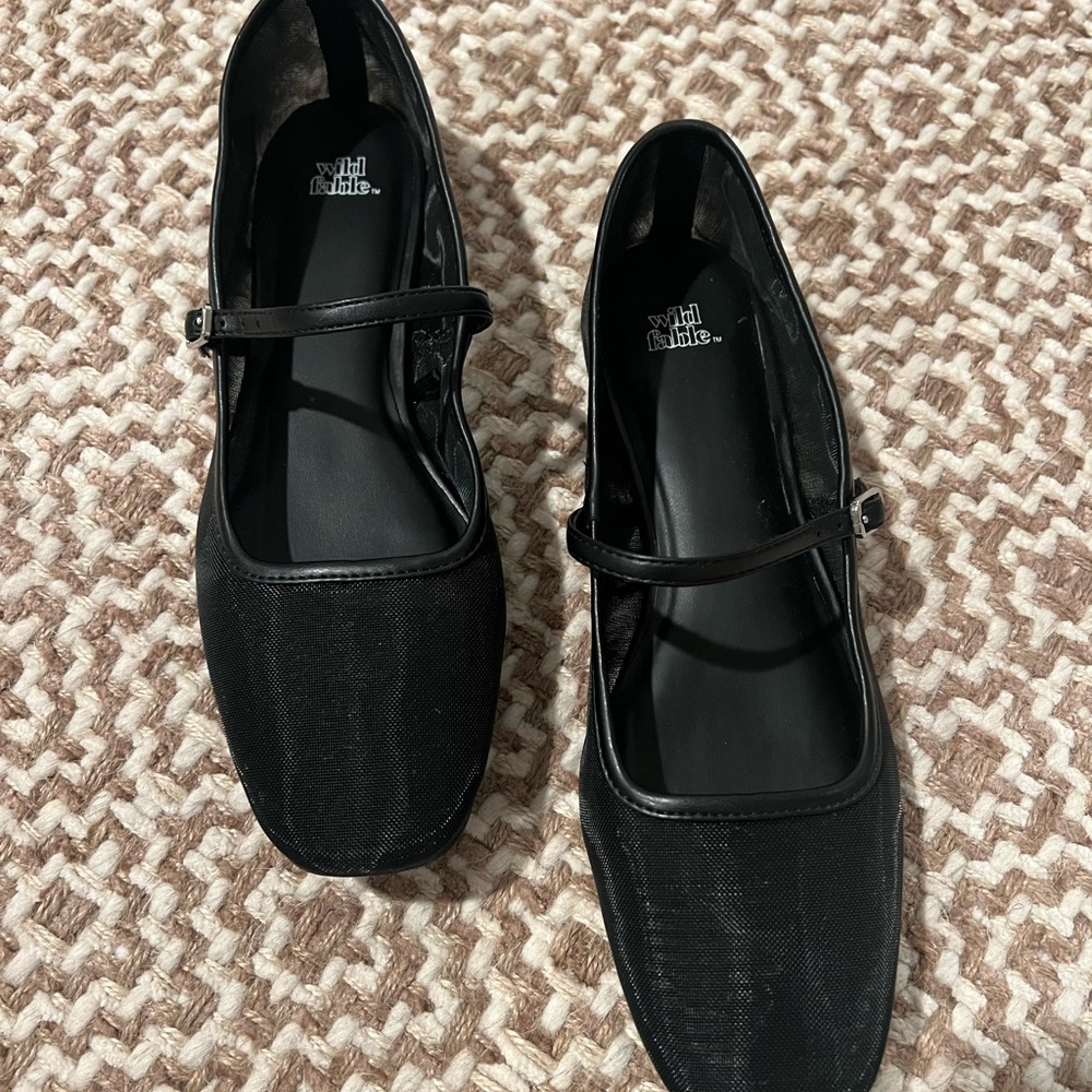 Wild Fable Black Mesh Mary Jane Flats